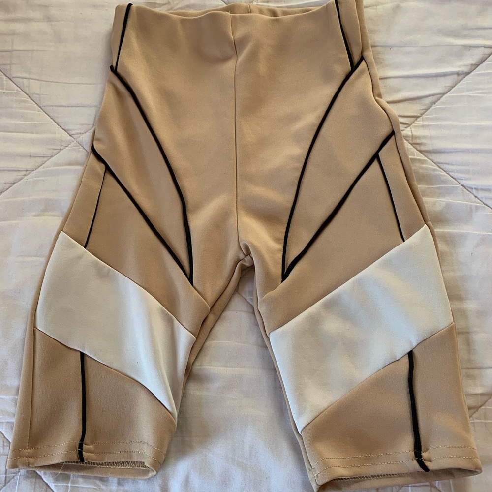 Pretty little thing nude contrast biker shorts